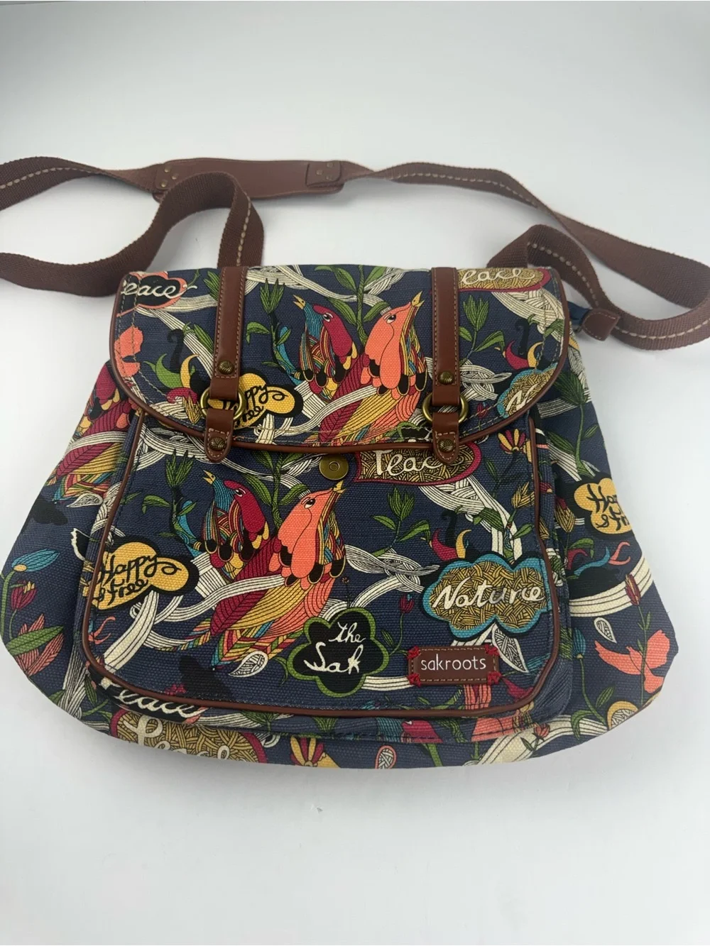 Sakroots Women’s Convertible Signature Peace Print Backpack/Crossbody Bag/Purse - Picture 2 of 6